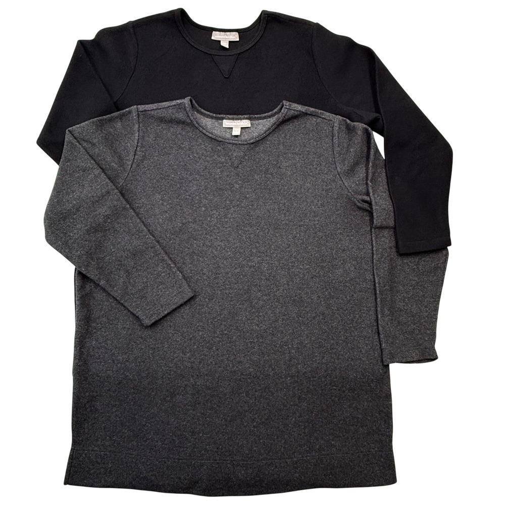 Lot of 2 Woman Within Crewneck Fleece Tunic Sweatshirts Plus Sz 18/20 Black Gray